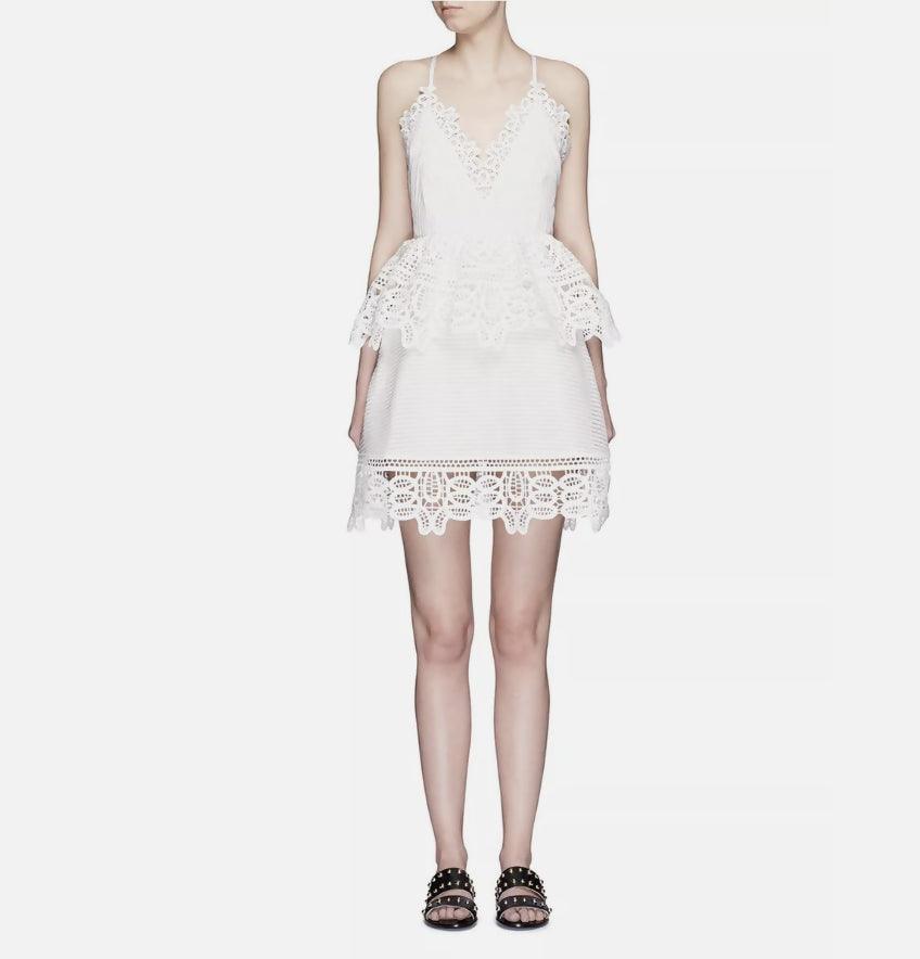 Guipure Cotton Lace Mini Dress - Endless - UAE Rental and Resale for Women's Fashion