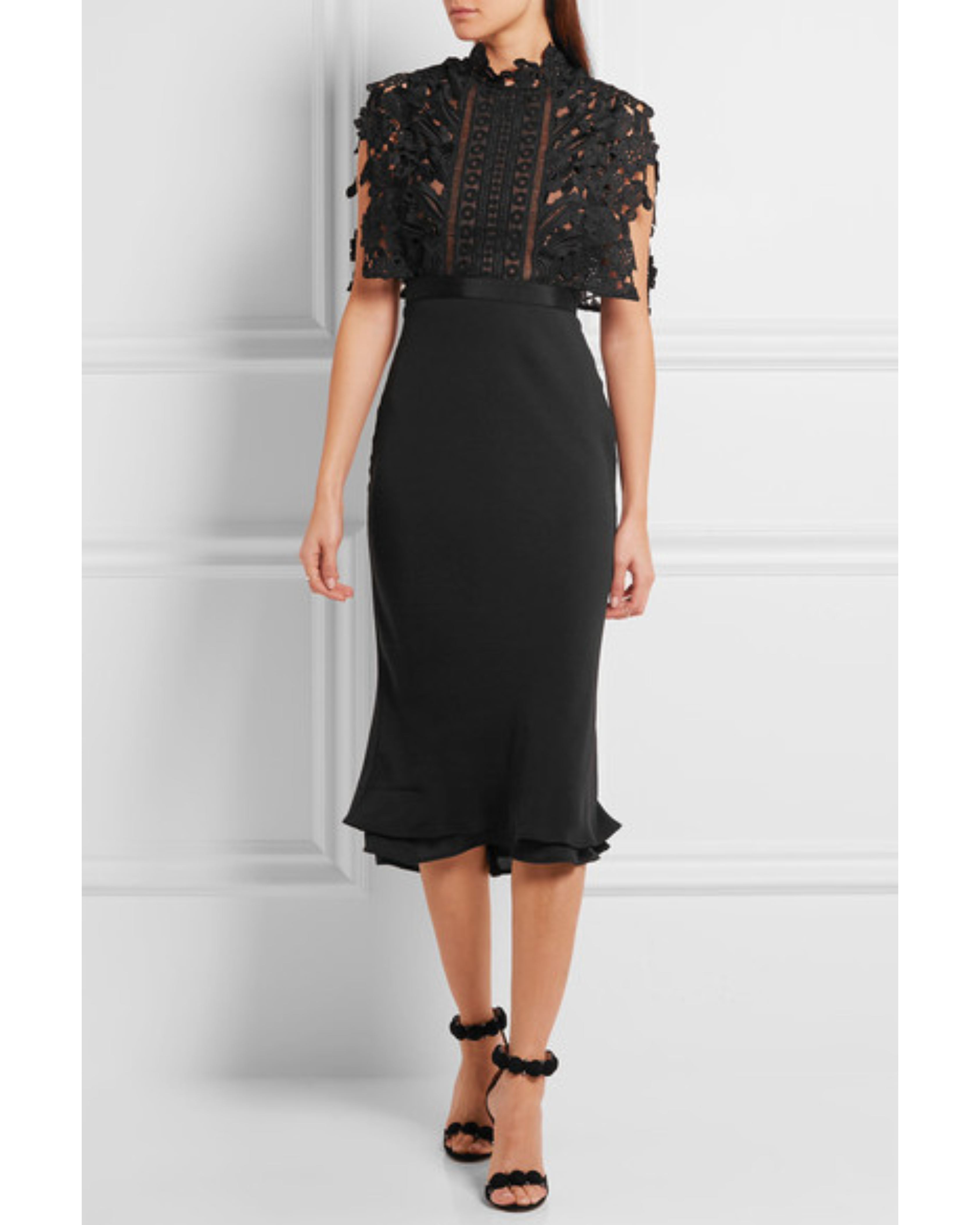 Guipure Lace And Crepe Midi Dress - Endless - UAE Rental and Resale for Women's Fashion