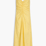 Sandro Crystal-embellished ruched crepe midi dress