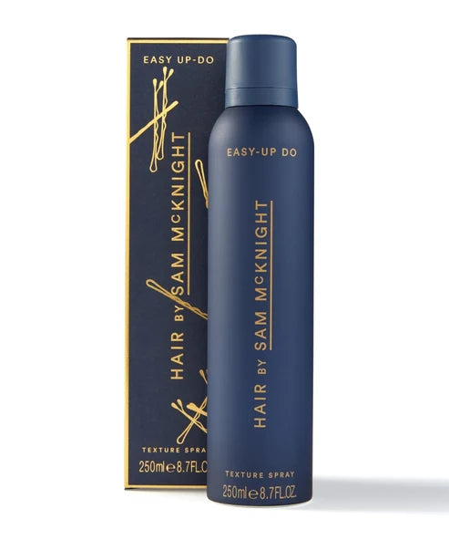 Hair Texturising Spray by Sam McKnight in navy blue aerosol bottle with gold accents — Powder Blush | Endless UAE