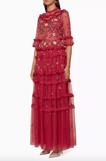 Heather-Red Pandora Embellished Gown - Endless