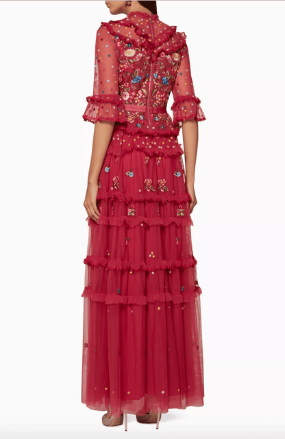 Heather-Red Pandora Embellished Gown - Endless