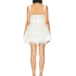 White embroidered mini dress with sweetheart neckline and decorative belt — Zimmerman | Endless UAE