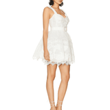 White embroidered mini dress with sweetheart neckline and decorative belt — Zimmerman | Endless UAE