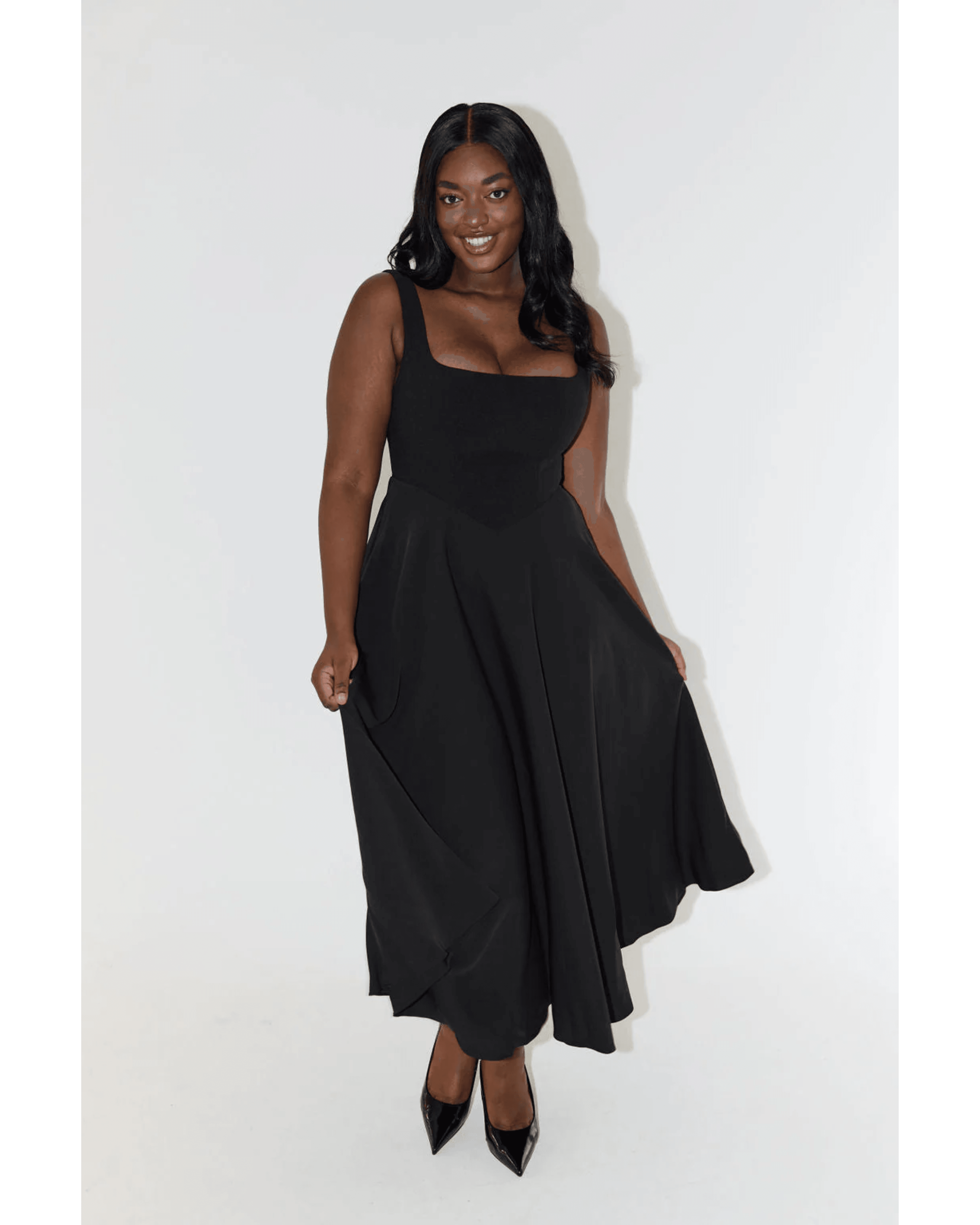 High Waist Square Neck Midi Dress - Endless - UAE Rental and Resale for Women's Fashion