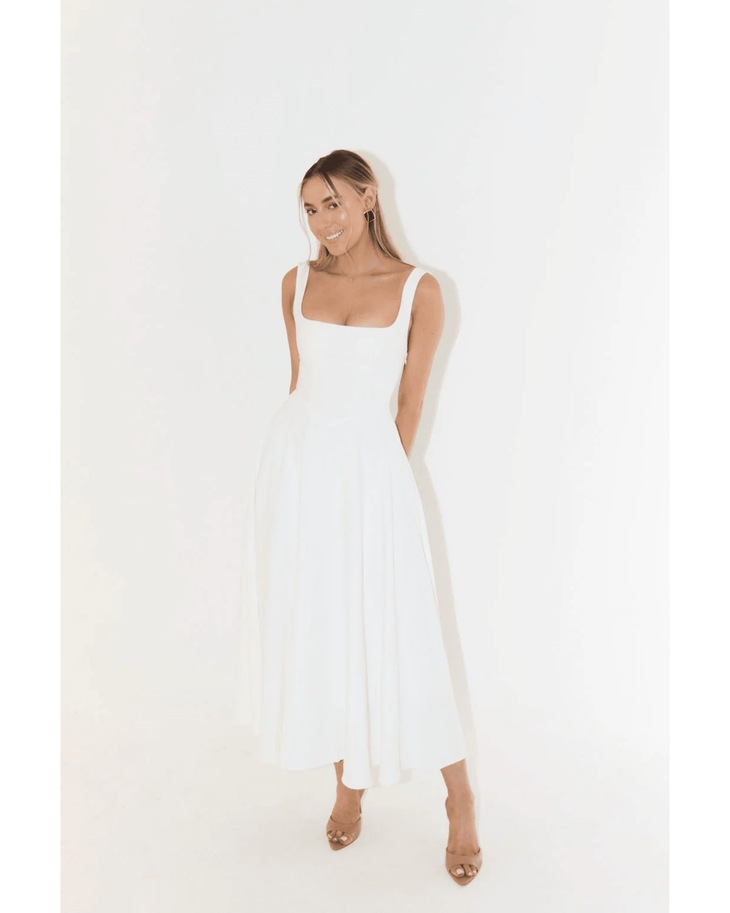 High Waist Square Neck Midi Dress - Endless - UAE Rental and Resale for Women's Fashion