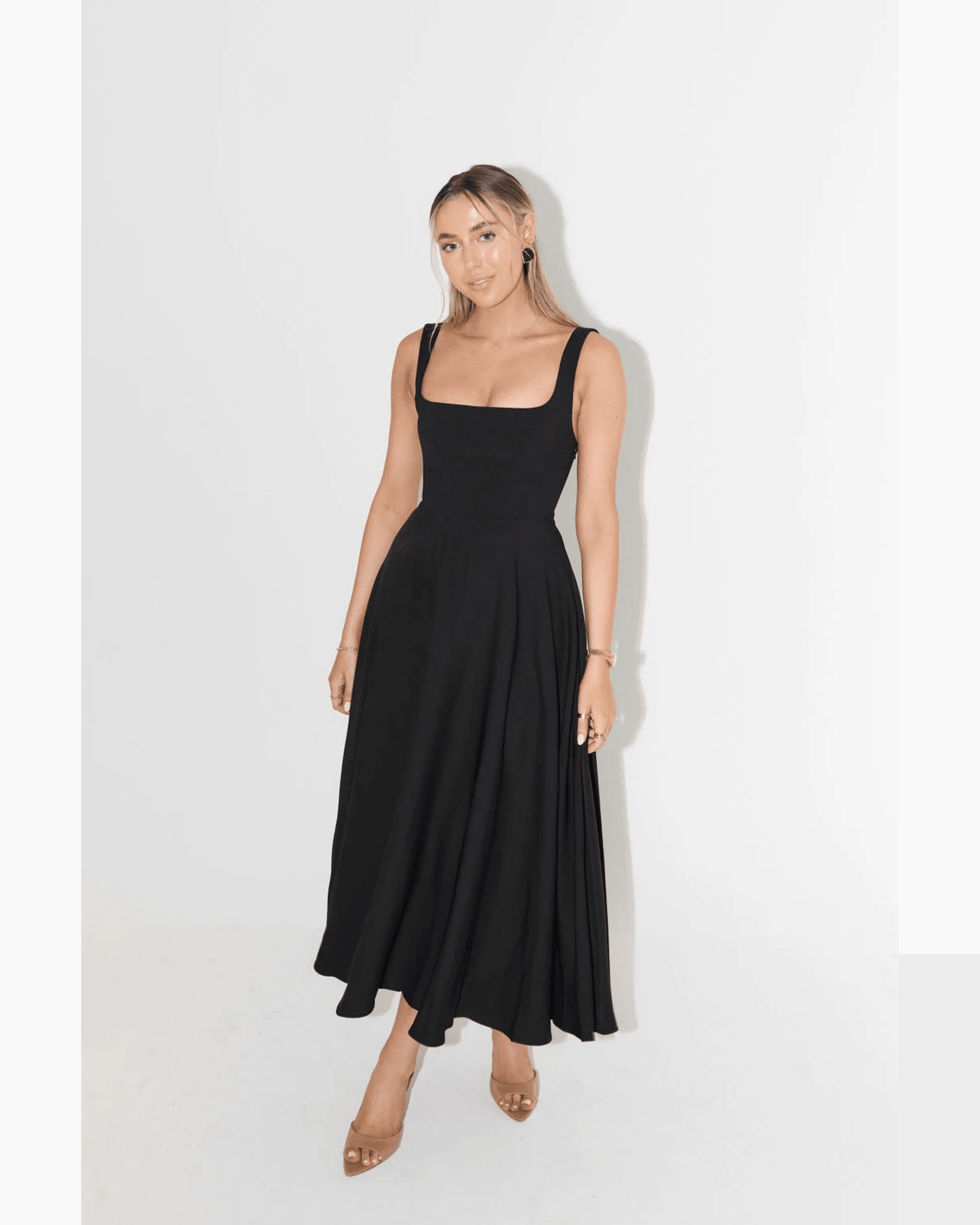 High Waist Square Neck Midi Dress - Endless - UAE Rental and Resale for Women's Fashion