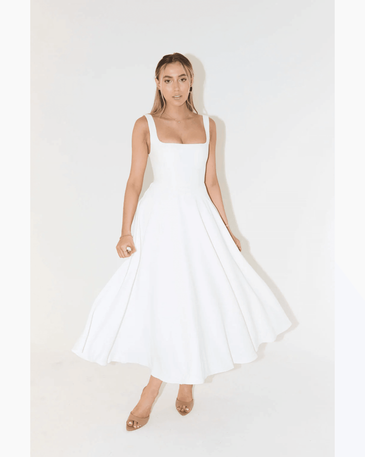 High Waist Square Neck Midi Dress - Endless - UAE Rental and Resale for Women's Fashion