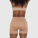 Beige hip and booty boosting shorts with silicone waistband and removable foam pads — Underhance | Endless UAE