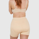 Beige hip and booty boosting shorts with silicone waistband and removable foam pads — Underhance | Endless UAE