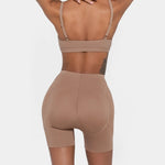 Beige hip and booty boosting shorts with silicone waistband and removable foam pads — Underhance | Endless UAE