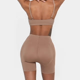 Beige hip and booty boosting shorts with silicone waistband and removable foam pads — Underhance | Endless UAE