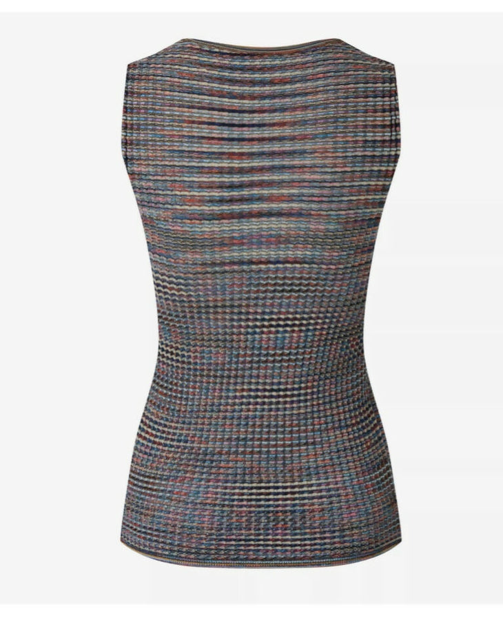 Multicolor ribbed cotton-wool blend sleeveless top with crew neckline — Missoni | Endless UAE