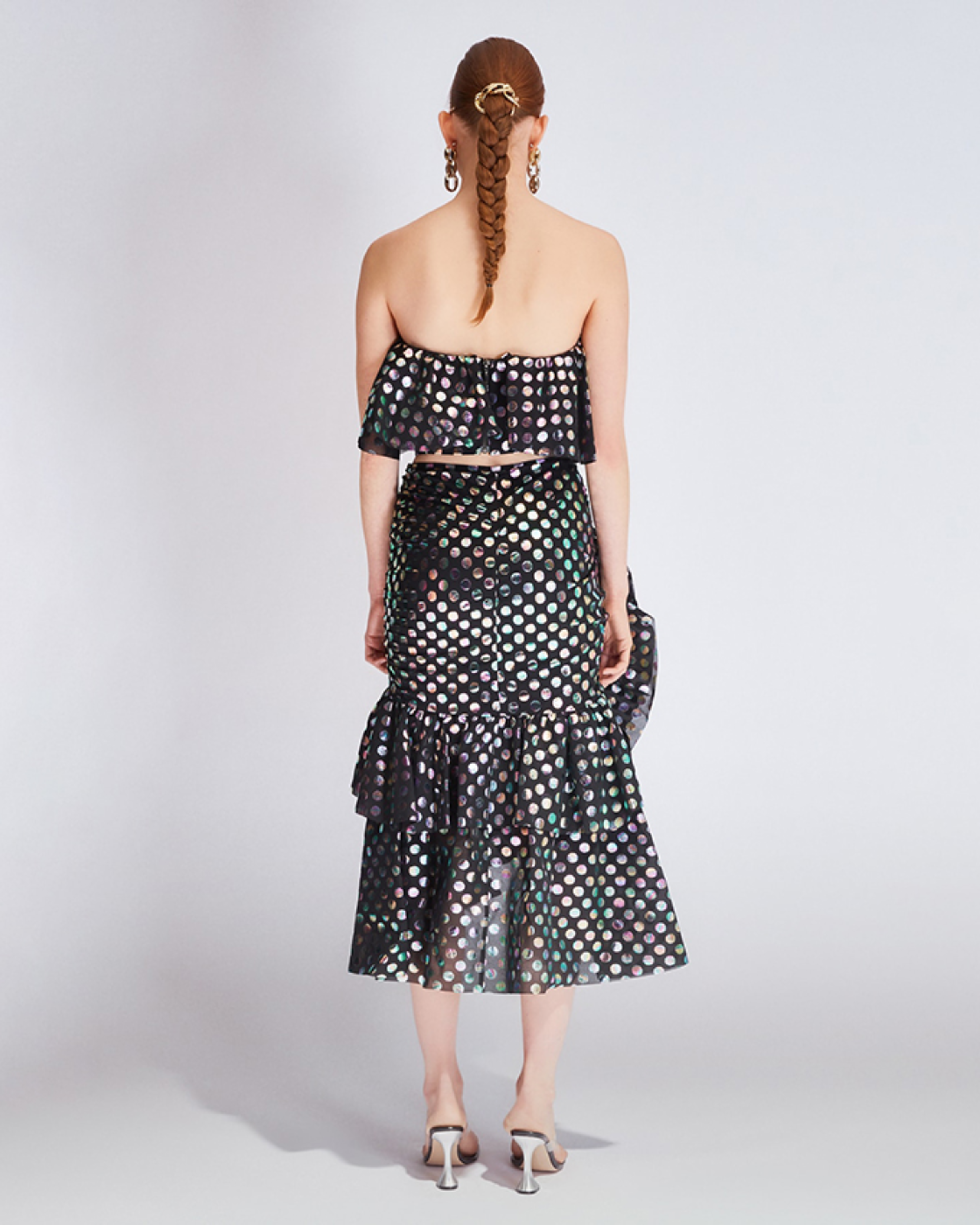 hologram polka dot ruffle co-ord - Endless - UAE Rental and Resale for Women's Fashion