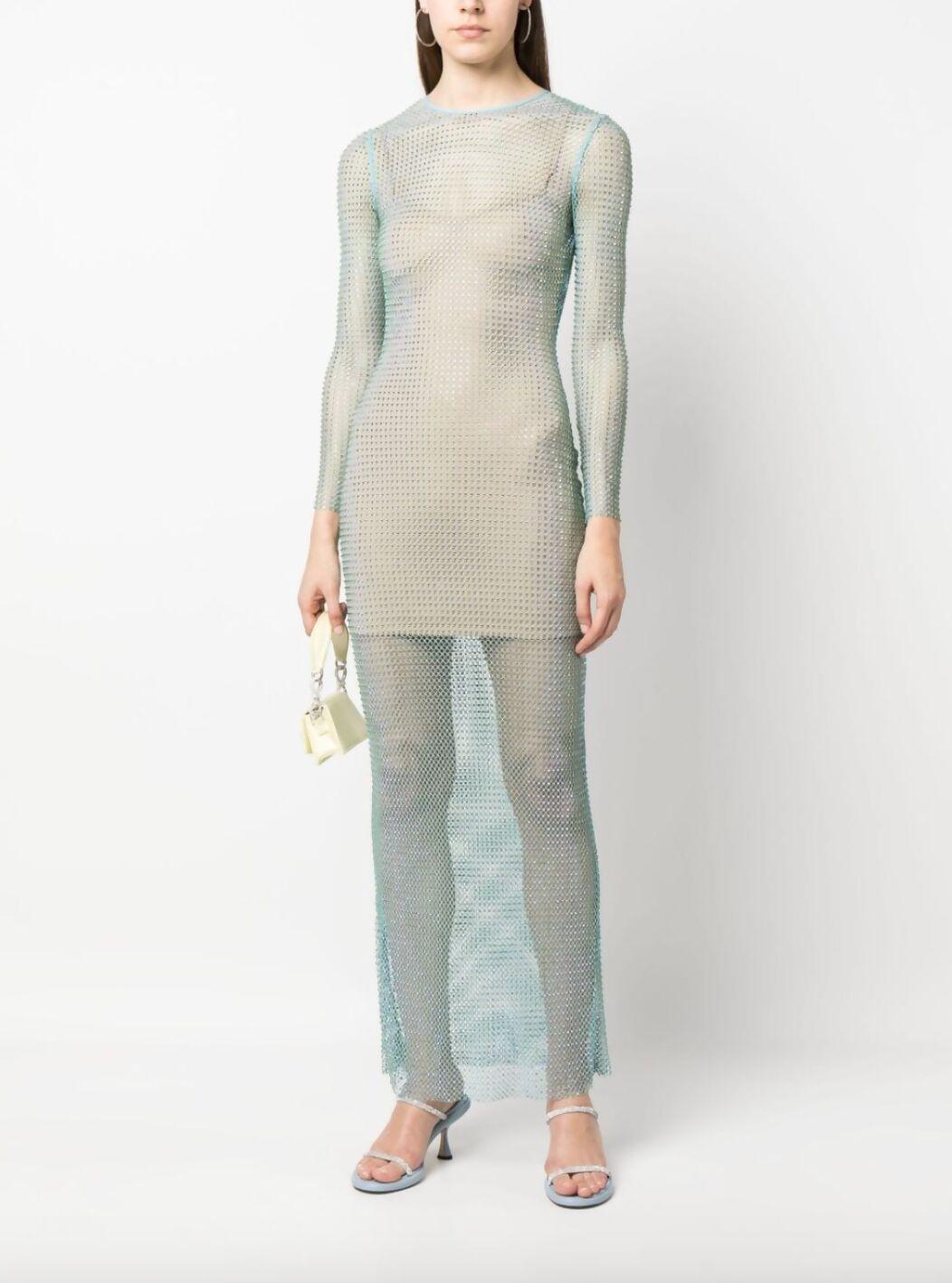 Hotfix Rhinestone Embellished Fishnet Dress - Endless - UAE Rental and Resale for Women's Fashion