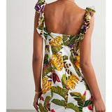 Ruffled Printed Linen-blend Mini Dress