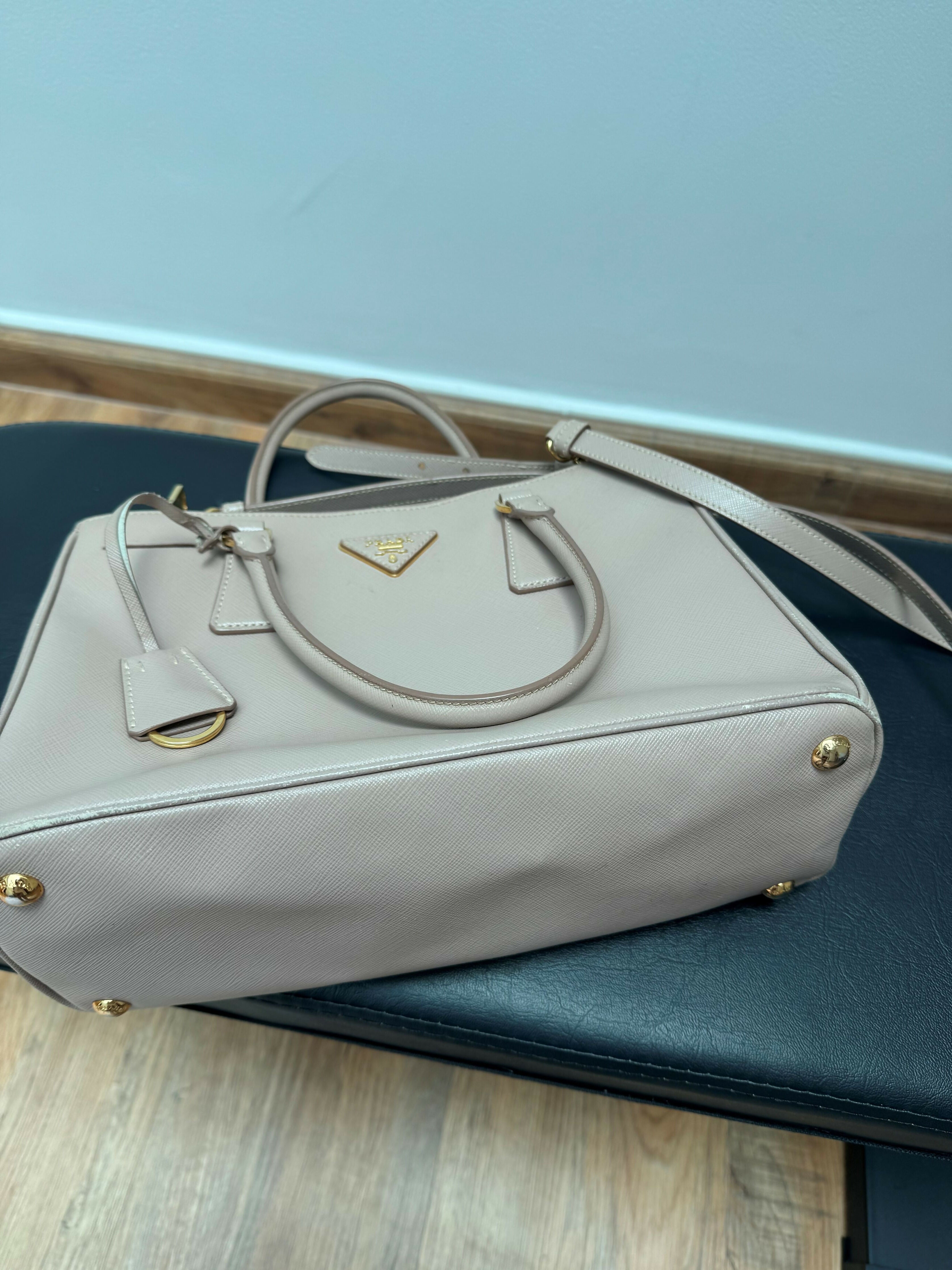 Prada Galleria Medium Saffiano Leather Bag in grey with dual handles and shoulder strap — Prada | Endless UAE