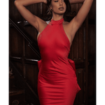 Ilaria Red Bow Halter Dress - Endless - UAE Rental and Resale for Women's Fashion