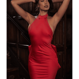 Ilaria Red Bow Halter Dress - Endless - UAE Rental and Resale for Women's Fashion