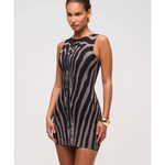 Illusion Slash Neck Mini Dress - Endless - UAE Rental and Resale for Women's Fashion