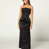Rosalind - Black Maxi Dress with Sculpted Strapless Corset