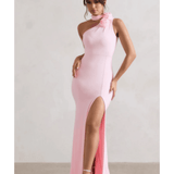 In Suspense Pink One Shoulder Halter-Neck Split Maxi Dress - Endless - UAE Rental and Resale for Women's Fashion