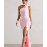 In Suspense Pink One Shoulder Halter-Neck Split Maxi Dress - Endless - UAE Rental and Resale for Women's Fashion