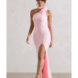 In Suspense Pink One Shoulder Halter-Neck Split Maxi Dress - Endless - UAE Rental and Resale for Women's Fashion