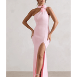 In Suspense Pink One Shoulder Halter-Neck Split Maxi Dress - Endless - UAE Rental and Resale for Women's Fashion