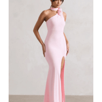 In Suspense Pink One Shoulder Halter-Neck Split Maxi Dress - Endless - UAE Rental and Resale for Women's Fashion