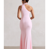 In Suspense Pink One Shoulder Halter-Neck Split Maxi Dress - Endless - UAE Rental and Resale for Women's Fashion