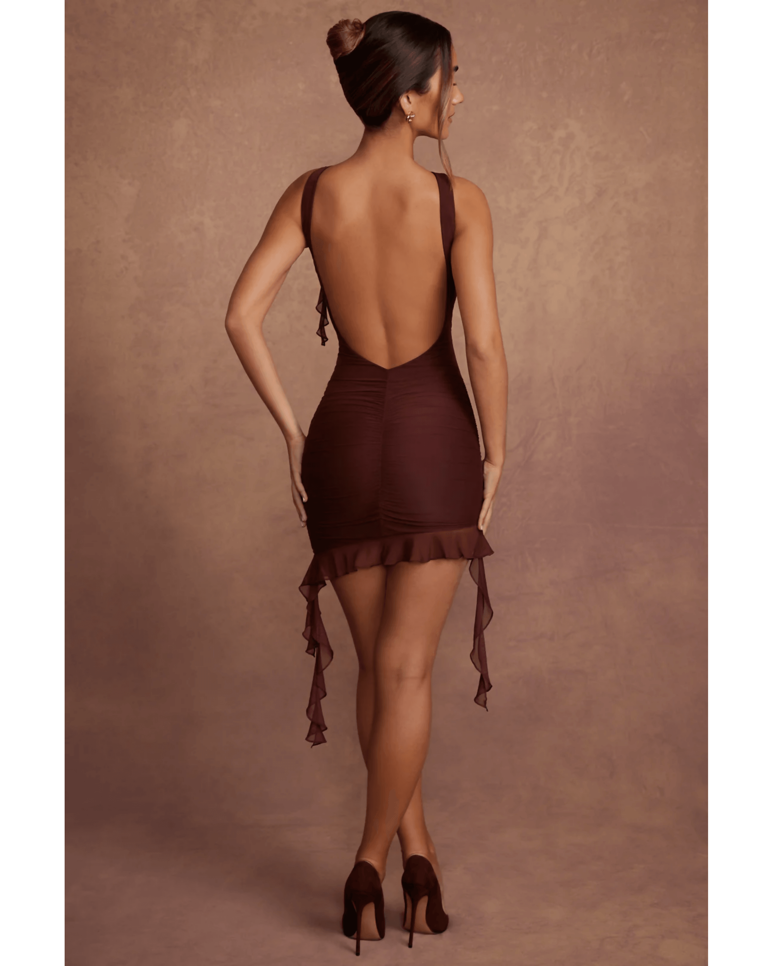 Iolanda Backless Ruffle Detailing Mini Dress - Endless - UAE Rental and Resale for Women's Fashion