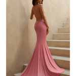 Irreplaceable Blush Pink Backless Bum Ruched Fishtail Maxi Dress - Endless - UAE Rental and Resale for Women's Fashion