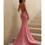 Irreplaceable Blush Pink Backless Bum Ruched Fishtail Maxi Dress - Endless - UAE Rental and Resale for Women's Fashion