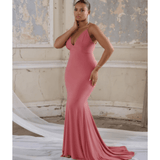 Irreplaceable Blush Pink Backless Bum Ruched Fishtail Maxi Dress - Endless - UAE Rental and Resale for Women's Fashion