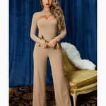 It's A Knit Petite Ribbed Keyhole Wide Leg Jumpsuit - Endless - UAE Rental and Resale for Women's Fashion