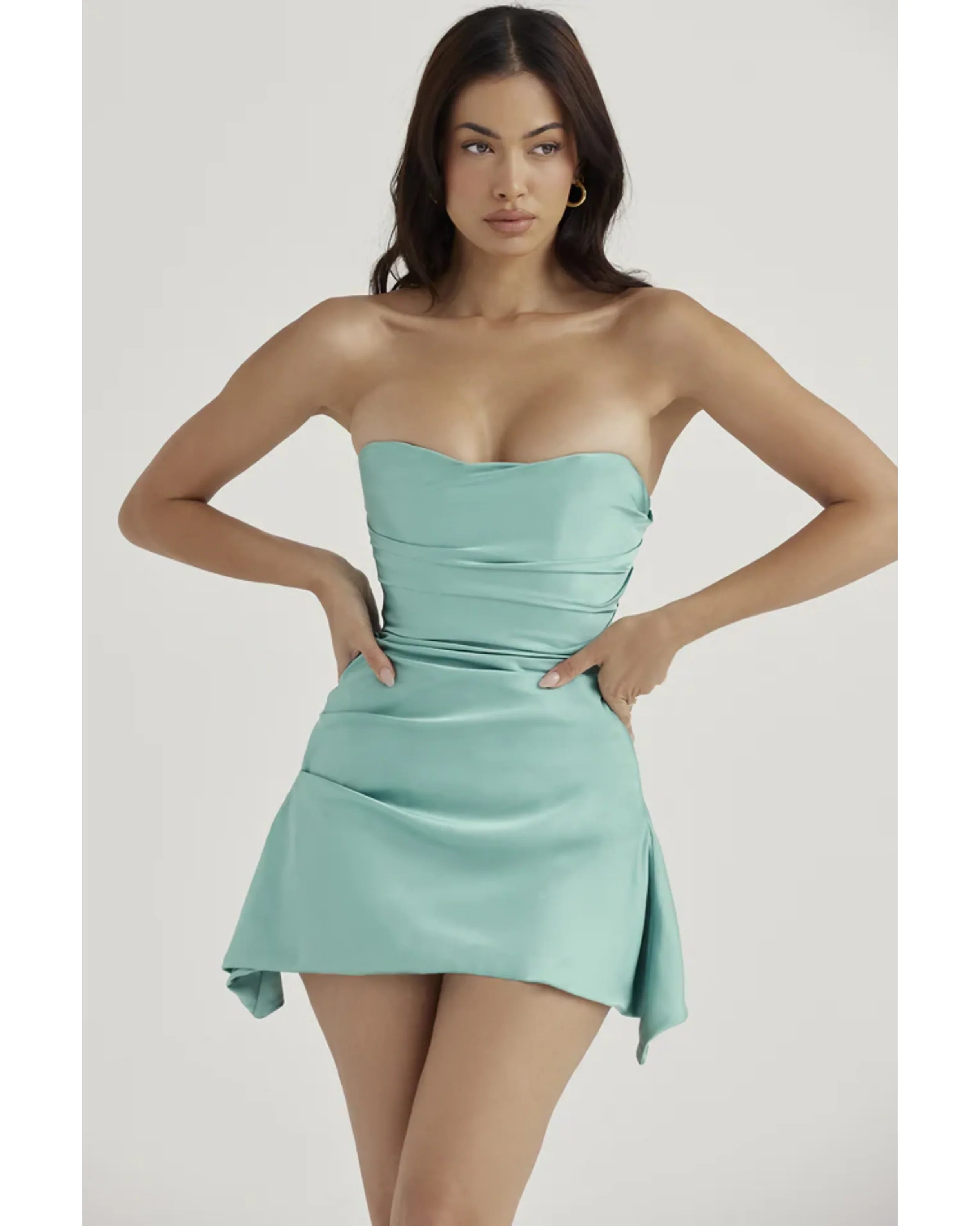 Jade Draped Strapless Corset Dress - Endless - UAE Rental and Resale for Women's Fashion