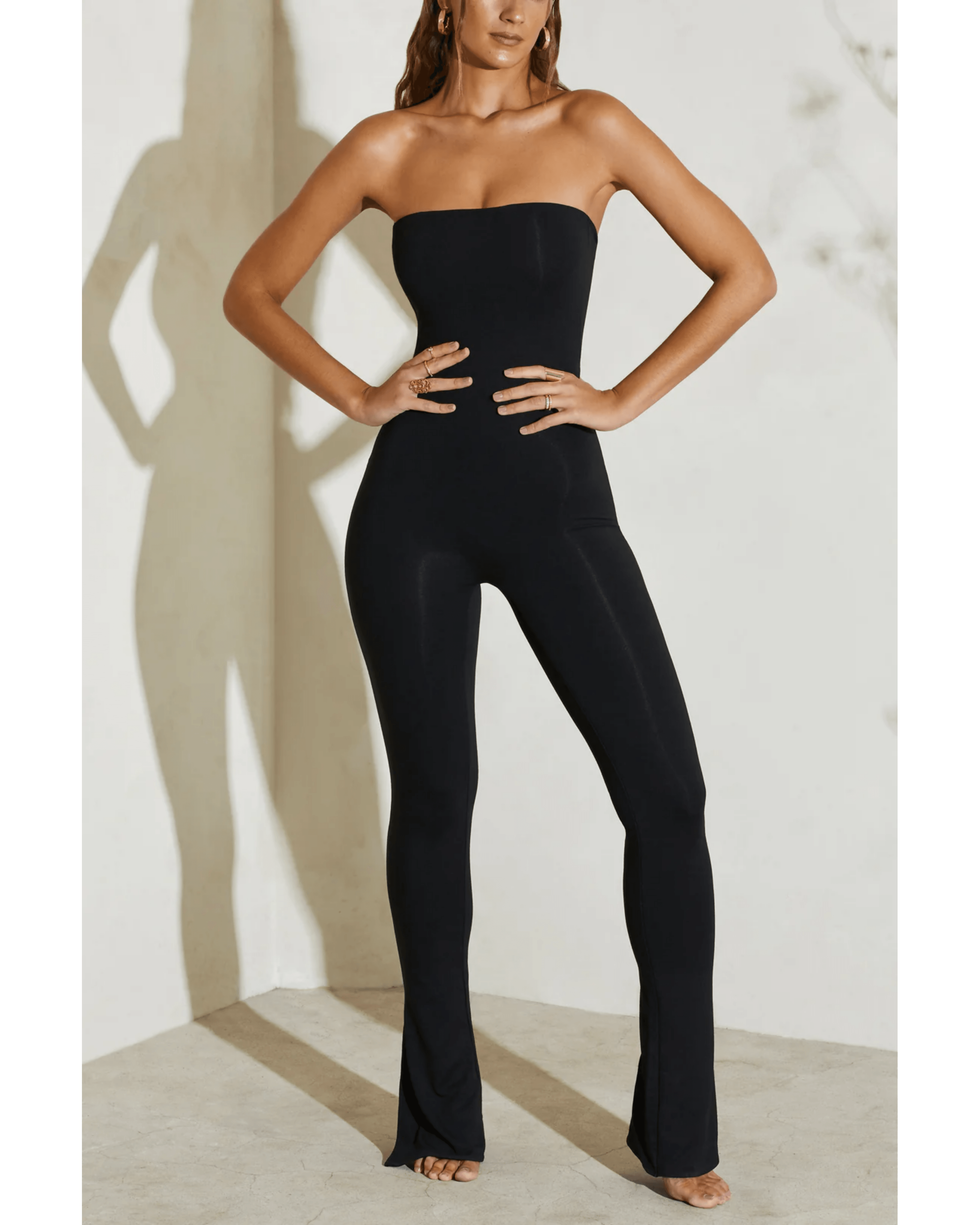 Jamila Strapless Flared Hem Jumpsuit - Endless - UAE Rental and Resale for Women's Fashion