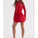 Jennica Red Rose Satin And Lace Mini Dress - Endless - UAE Rental and Resale for Women's Fashion