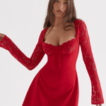 Jennica Red Rose Satin And Lace Mini Dress - Endless - UAE Rental and Resale for Women's Fashion