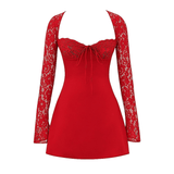 Jennica Red Rose Satin And Lace Mini Dress - Endless - UAE Rental and Resale for Women's Fashion