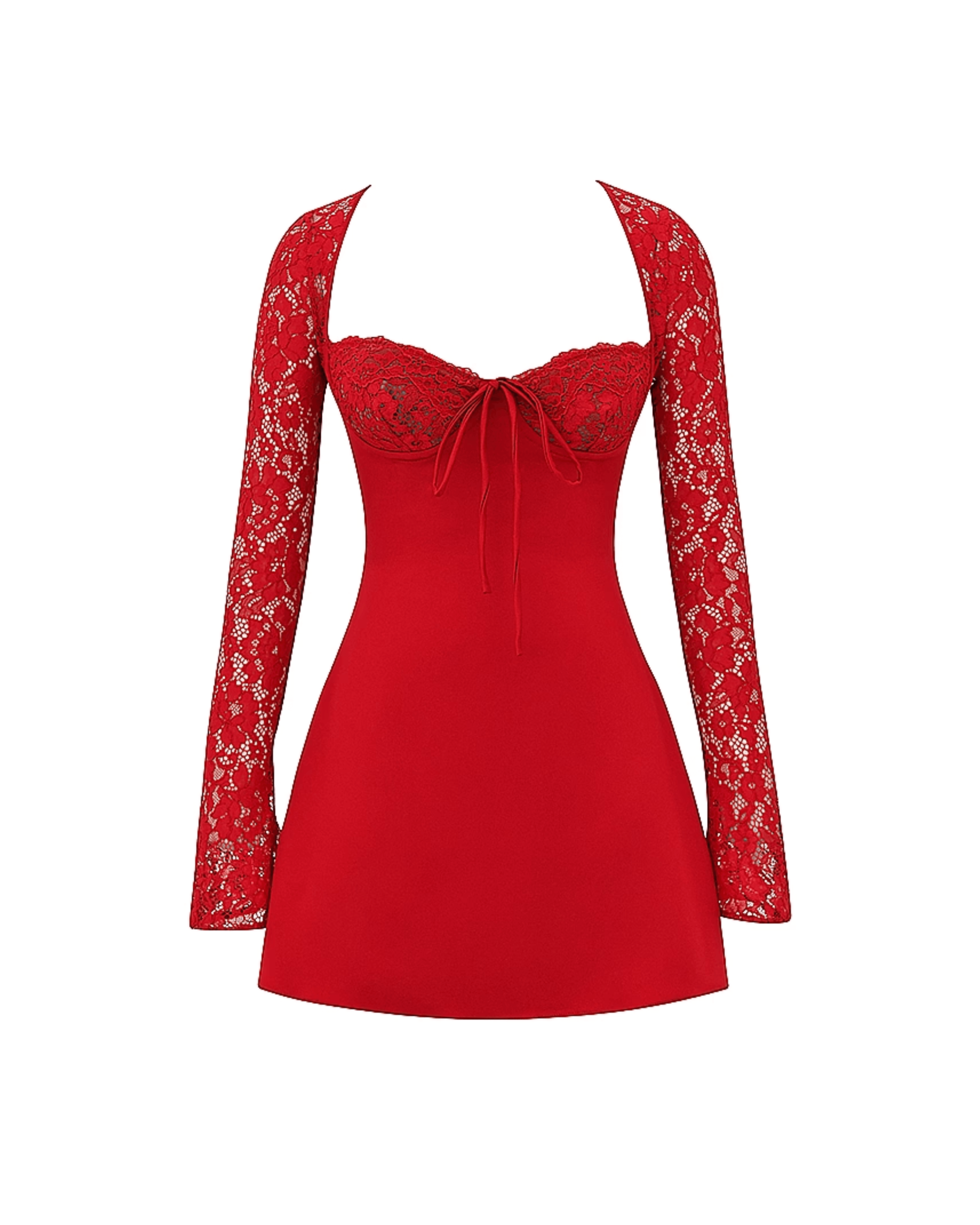 Jennica Red Rose Satin And Lace Mini Dress - Endless - UAE Rental and Resale for Women's Fashion