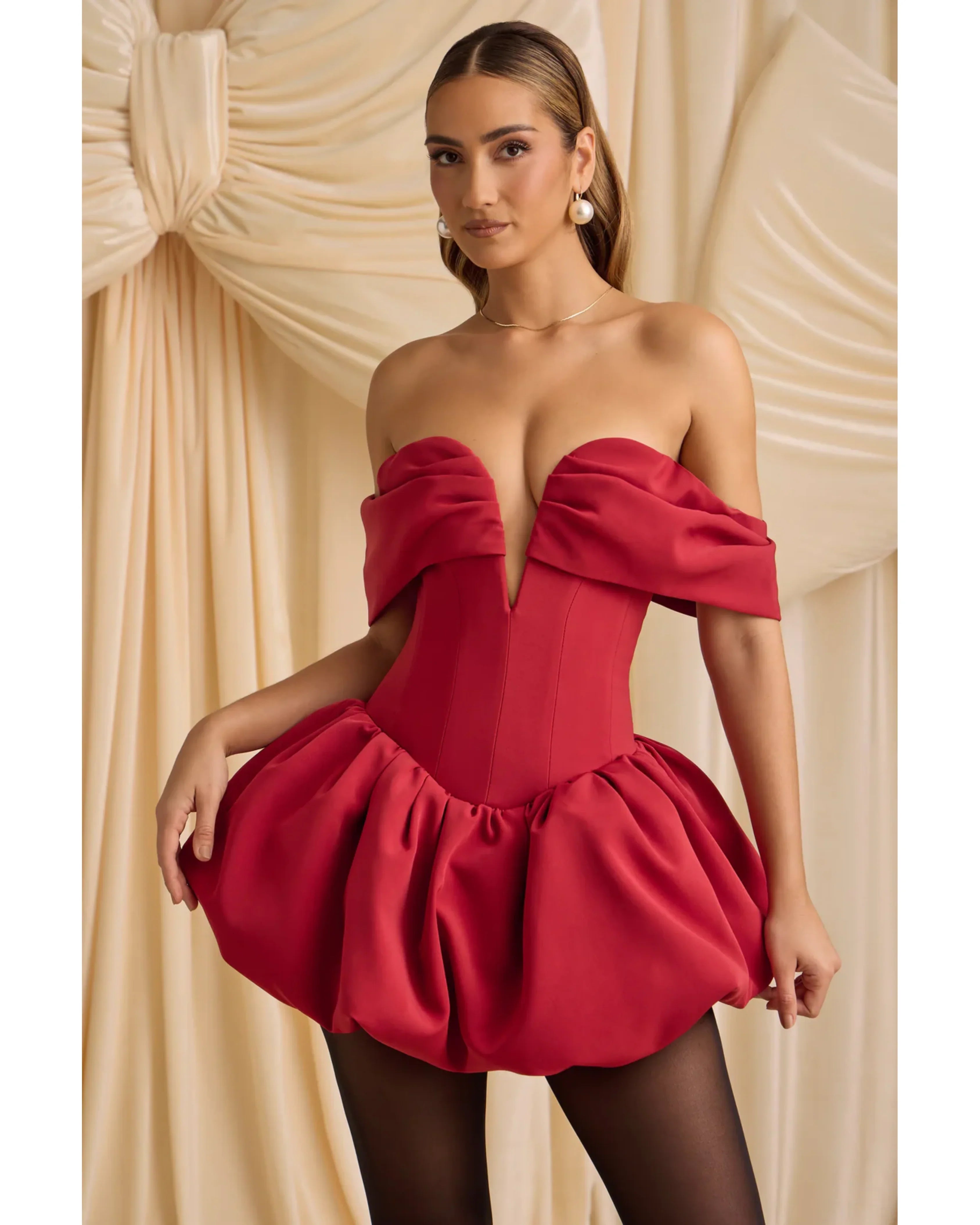 Jessamy Off-Shoulder Layered Bubble Hem Corset Mini Dress - Endless - UAE Rental and Resale for Women's Fashion