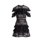 Jolie Black Tiered Ruffle Lace Dress - Endless - UAE Rental and Resale for Women's Fashion