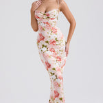 Josefina Peony Print Satin Maxi Dress in pink floral — House of CB | Endless UAE