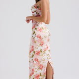 Josefina Peony Print Satin Maxi Dress in pink floral — House of CB | Endless UAE