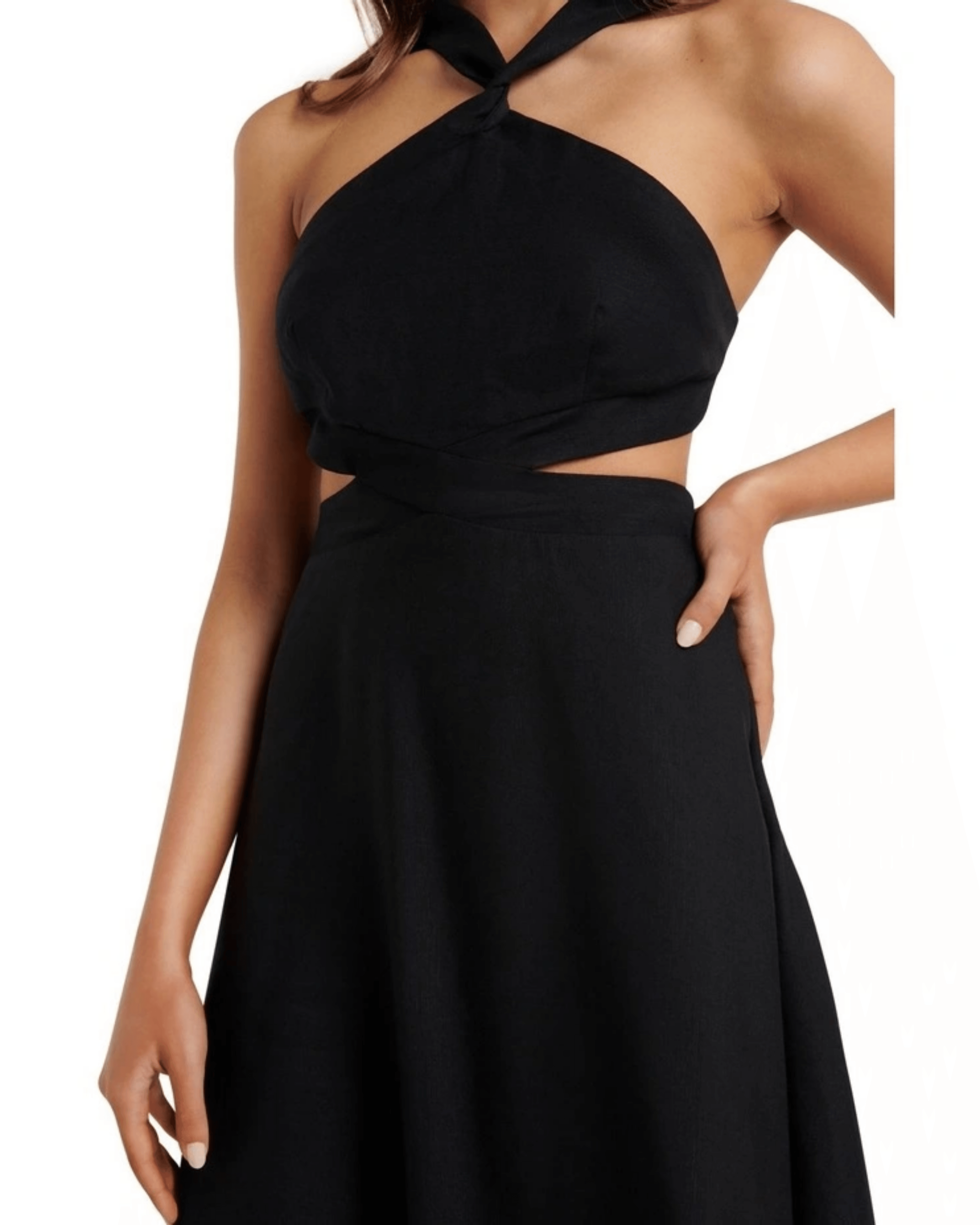 Justine Petite Linen Cross Midi Dress - Endless - UAE Rental and Resale for Women's Fashion