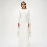 Kadela Dress in ivory cream with flowing cape sleeves — Khanum's | Endless UAE