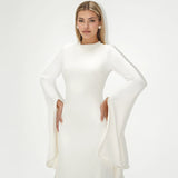 Kadela Dress in ivory cream with flowing cape sleeves — Khanum's | Endless UAE