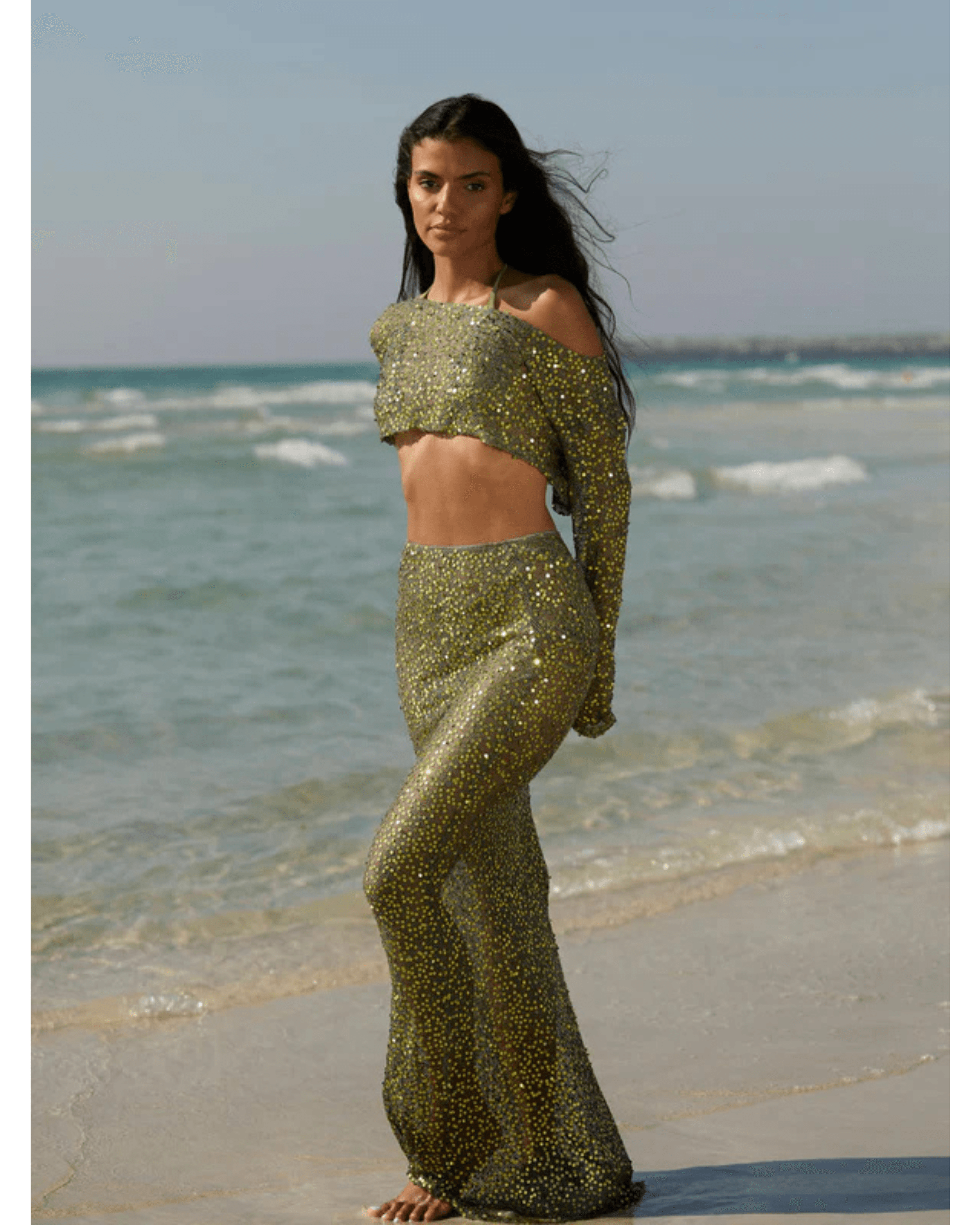Kaia Glimmer Mermaid Maxi Skirt and Boxy Top Co-ord Set - Endless - UAE Rental and Resale for Women's Fashion